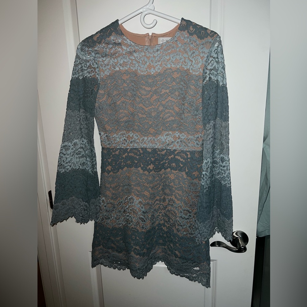 Wayf Blue Lace Dress